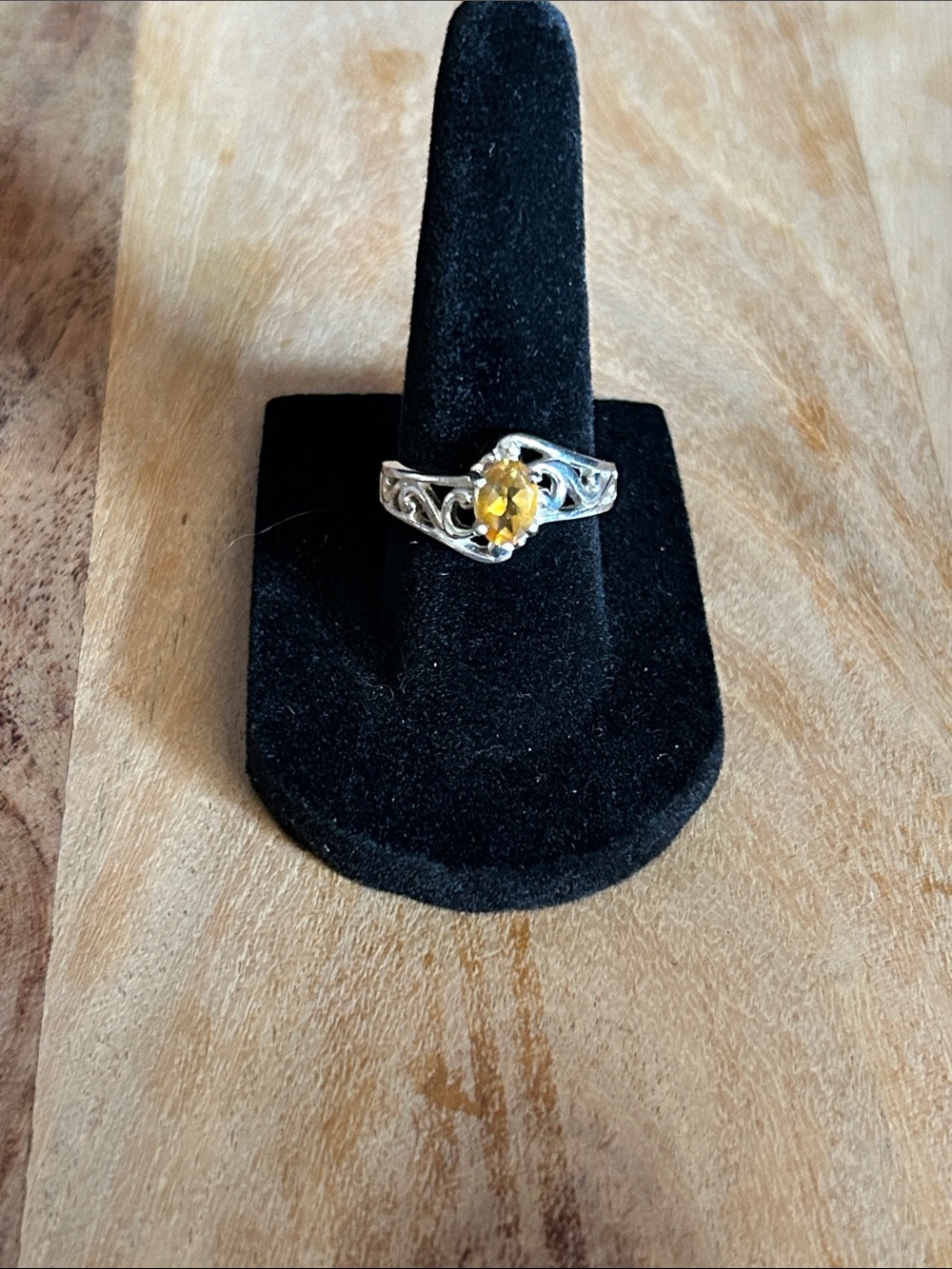 Sterling Silver Yellow Citrine-Color Oval Ring
